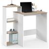 IDMarket - Scrivania LILIAN con ripiani modulari laterali in legno effetto faggio e bianco