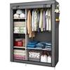 cecaro group Armadio Guardaroba in Tessuto 105x45x170 cm - Struttura Rinforzata in Acciaio, Antipolvere e Impermeabile, Armadio Portatile con Ripiani e Asta Appendiabiti, Facile da Montare (Grigio)