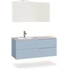 AQA DESIGN mobile bagno composizione lavandino bagno, mobile bagno con lavabo, base sospesa con frontali in MDF cannettato, nr2 cassetti con scorrimento - Azzurro - 121x46,5x190 cm