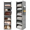Aurinovellia Organizer Armadio da Appendere, 6 Ripiani Portatutto da Appendere con Pannelli in PP e Pali di Bambù Rinforzato, Borsa Sospesa per Armadio, Ideale per Vestiti Scarpe 30×30×120 cm Grigio