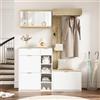 Easexcy Flurgarderoben-Set 4-teilig: mit Schuhschrank, Bank, Wandspiegel & Garderobentafel - Komplettes Wandgarderoben-Set mit Ablage (130x30x174 cm)