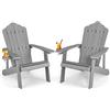 COSTWAY Sedia da Giardino Adirondack in HIPS, Sedia Adirondack con Portabicchieri, Poltrona da Esterno Resistente, per Giardino, Balcone, Piscina, Portata 150 kg (2, Grigio)