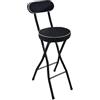 NYASAA Sgabello da Bar Pieghevole, Sedia ad Altezza Banco con Sedile Imbottito, 55/60/65cm Sgabello Rotondi Portatile con Schienale, Sgabello Pieghevole per Adulti Isola Cucina Esterna (Color : Zwart, Size