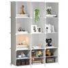 XOKOTAKI Scaffale Modulare con 12 Scomparti, Scaffali Modulare in Plastica, Scaffale con Moduli, Cubo Portaoggetti, Libreria in Plastica, per Scarpe, Vestiti, Libri, Montaggio Facile, Armadio, Bianco.
