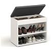 KOMTO Scarpiera Ingresso con Seduta - Panca Bianca Porta Scarpe con Coperchio, Panchina Scarpiera, Panca da Ingresso, Mobile Portascarpe Salvaspazio | Sofia 60 x 48 x 32 cm