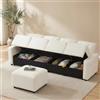 Moimhear Divano dritto a 4 posti, 280 x 146 x 85 cm, con spazio sotto i sedili, incluso uno sgabello liberamente posizionabile (beige)
