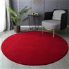 Hearda Tappeto Camera da Letto in Tinta Unita, Tappeto Rotondo Pile Corallo, Tappeto Cameretta Bambina Moderno, Tappeto Camera Bambini (120cm,Rosso)