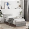 MOBCANT Giroletto con Testiera,Letti Struttura letto Rete letto Telaio letto utilizzabile per Dormitorio Scuola Albergo Camera da letto Grigio Sonoma 90x200cm Legno Multistrato