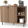 COSTWAY Credenza Cucina e Buffet in Legno, Mobile Dispensa con 2 Ante, 2 Scomparti Aperti a Ripiani Regolabili e Gambe in Metallo, per Sala da Pranzo, 106 x 38 x 80 cm (Nero) (Naturale)