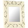 Generico Specchio Intagliato a Mano Bianco 50x50 cm in Massello di Mango,Bianco,4.84kg,321641