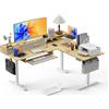 WALKINGDESK Scrivania ad angolo Elettrica con vassoio per tastiera, 160 x 140 cm Tavolo Regolabile in Altezza a L, Bureau per computer con memory di 4 Altezze, Quercia
