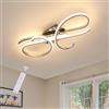 DELIPOP Plafoniera LED Soffitto Dimmerabile, 30W Lampadario Soffitto Moderno con Telecomando 3000K-6500K, Cromato Plafoniera Design Curvo Musicale per Camera da Letto, Soggiorno, Ingresso & Hotel