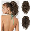 FLUFYMOOZ Ponytail, extension per capelli a coda di cavallo, 31 cm, ondulata e riccia con clip per il mento, parrucche sintetiche per donne, marrone medio, rosso