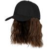 Wedhapy Cappello con parrucca berretto da baseball regolabile parrucca sintetica da 7, 8pollici cappello con capelli ricci per donna capelli corti ricci estivi da sole marrone chiaro