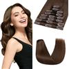 MY-LADY Extension Capelli Veri Clip 8pcs 20cm 45g Extension Clip Capelli Veri Invisibile Liscio Remy Umani Naturali Human Hair Extension con Clip #04 Marrone Cioccolato