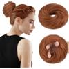 MY-LADY Chignon Finto per Capelli Veri- Cerchio Elastico Dritto Arancio Miele - Facile Updo Naturale per Donne Ragazze 30g Liscio
