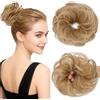 MY-LADY Chignon Finto per Capelli Veri- Cerchio Elastico Dritto Marrone Chiaro/Biondo - Facile Updo Naturale per Donne Ragazze 23g Riccio