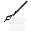 WUNZILO 11 pcs Rasoio Capelli Stile Pettine per Diradamento dei Capelli Testurizzazione dei Capelli Taglio Pettine Rasoio con Sostituzione Rasoi in Acciaio per Uso Domestico del Salone, nero