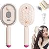 Knubbuf Electric Steam Brush for Hair, Rechargeable Spray Hair Brush with Water Spray, Detangling Misting Brush for Women, Anti-Static Hairbrush With Red Light Scalp Massage For Frizz Reduction (Pink)