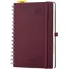 POPRUN Agenda del Docente 2026 2027 A5 Spirale, Agenda Maestra Settimanale | 14,8 x 21 cm, Scheda Mensile da Ago.2026 a Lug.2027. Copertina in PU Morbida e Carta Spessa da 90 g/m²(Bordeaux rosso)
