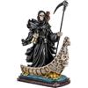 DRW Figura Santa Muerte nera in piedi in barca in resina dipinta a mano 23 x 10 x 31 cm
