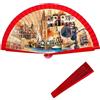 DRW Ventaglio in Legno con Motivi di Siviglia Rosso, 42 cm