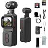 Soulgenix Fotocamera tascabile 5K per Vlogging con microfono, 5K/20FPS e 4K/60FPS, touchscreen da 1,69, obiettivo rotante a 270°, Face Tracking, Wi-Fi, stabilizzazione a 6 assi, per YouTube, viaggi, lavoro