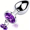 Yagaspantery Anal Butt Plug Metall, Anale Piastra Metallica,Butt Plug con Campanello e Diamanti,con Campanelle per Stimolare il Massaggio del Culo,per Uomo Donna Principianti Giocattoli del Sesso,Viola