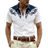 WWricotta Camicia, A Maniche Corte Stampata In Stile Western Per - Casual Da Cowboy Con Tema Medievale Per Viaggi All'aperto E Abbigliamento Quotidiano, Taglia Slim Fit E, Confortevole Tutto Il Giorno