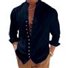 NANAMEEI Camicia in Lino da Uomo a Manica Lunga Camicia Casual Collo Mao Bottoni Camicia da Spiaggia Estate, bianco, XXL