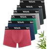 YESWEL Boxers in bambù per Uomo Pacco da 6, Biancheria Intima Delicata e Non irritante, con Fascia Traspirante (6X Nero, XL)