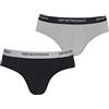 Emporio Armani Underwear 2-Pack Brief Essential Core Logoband, Slip Uomo, Nero/Grigio, Small