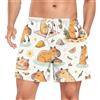 ODAWA Costume da bagno da uomo con fiori e libellule, ad asciugatura rapida, con tasche, Capibara divertenti, X-Large