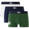 Lacoste Jersey Boxer Pack W Wording Animation Corti, Verde Oliva/Blu Navy/Bianco, L (Pacco da 3) Uomo