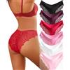 ALL OF SHE Mutande da donna senza cuciture, mutandine da donna, senza cuciture, in pizzo brasiliano, confezione da 6 pezzi, lingerie sexy, set regalo, marrone, rosso, viola, bianco, rosa, nero, M