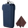 FINTIE Double Glasses Custodia con Gancio Moschettone, Portatile Custodia Protettiva in Similpelle Case AntiGraffio per Occhiali da Sole, (Blu Scuro)