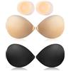 COODAM Sticky Bra - Reggiseno push up stick on da donna, confezione da 2 reggiseni adesivi senza spalline, reggiseno invisibile in silicone per scollature profonde a V, Beige e nero., D