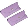 QUARKZMAN 2 Custodie Per Occhiali In Pelle, 17.5 x 3.8 x 7 CM Custodia Portatile Per Occhiali Con Bottone Per Uomo Donna Custodia Per Occhiali Da Sole, Viola