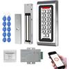 AOAMZ Sistema di Controllo Accessi WiFi Tuya RFID, Tastierino a Codice in Metallo IP68, Alimentatore DC12V, Serratura Elettromagnetica 280kg Finitura Spazzolata Fail Safe, Pulsante di Uscita + 10 Badge(5)