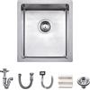 TORVA 38 x 43 x 23 cm, lavello da cucina incasso/sottopiano, spessore 1,5 mm, in acciaio inox, rettangolare, con vasca singola profonda, resistente e delicato, argento