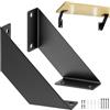 QWORK® 2 Pezzi Reggimensola muro di Ferro - Staffe per mensole pesanti per mensola da muro - 10cm Nero