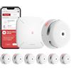 X-Sense Rilevatore di Fumo Wi-Fi, FS61, 6 Rilevatori + 1 Base | Allarme antincendio, Stazione base SBS50 inclusa, Gestione tramite app X-Sense