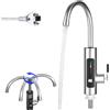 BAIFULAI Rubinetto con scaldacqua istantaneo, scaldabagno elettrico, girevole a 360°, in acciaio inox, con indicatore di temperatura LED, per cucina, giardino, campeggio (220 V, 3000 W, spina europea)