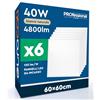 Eurocali 6 Pannelli LED 60x60 40W Quadrati da Incasso 4800 lumen con Driver Philips - Luce Naturale 4000K - Plafoniera da Ufficio ad Alta Luminosità 120 lm/W Lampada da Soffitto per Controsoffitti Modulari
