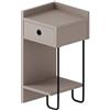 Dmora - Comodino Quilla, Comò Basso, Tavolino da Notte, Mensola da Letto, 32x30 h61 cm, Beige