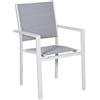 DRW Sedia imbottita impilabile in alluminio e textilene in bianco e grigio, 86 x 50 x 60 cm
