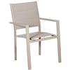 DRW Sedia imbottita impilabile in alluminio e textilene color crema, 86 x 50 x 60 cm