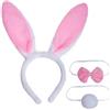 baotongle Cerchietto per capelli con orecchie di coniglio, coniglio, cravatta, coniglio, cravatta, coniglio, peluche, per Pasqua, carnevale, feste, costume di colore rosa