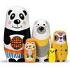 HYCLES Matrioska russa per bambini 5 pezzi - animali cani matrioska giocattolo Nesting Dolls Marchio di Matrioska Bambola Matrioska Russa Giocattolo Regalo e Giocattolo panda