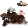 MorisMos Ornitorinco Peluche Gigante XXL, 55cm Marrone Mamma con 3 Kawaii Bambino, Realistico Giocattolo di Peluche Grande Morbido Regalo per Bambini Compleanno San Valentino